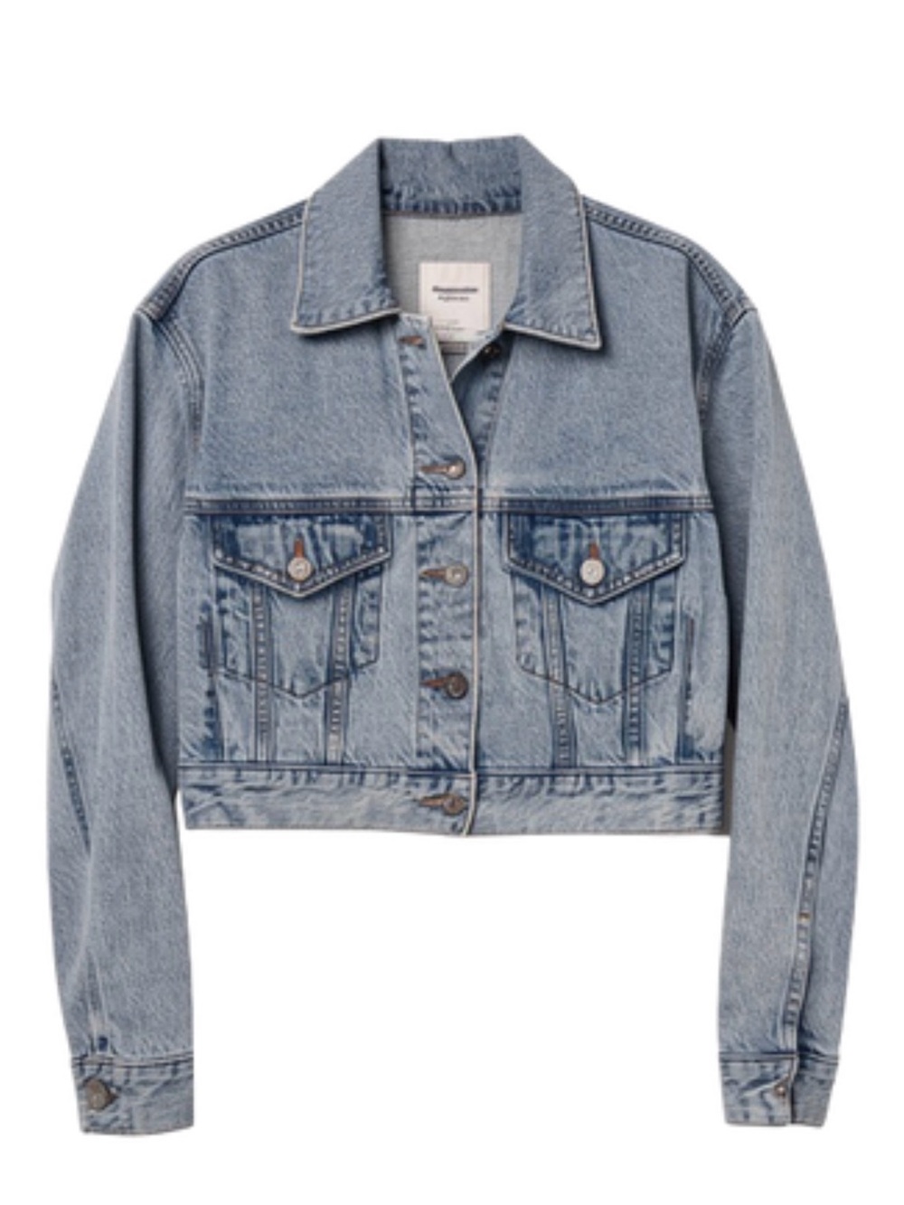 Abercrombie & Fitch Women’s Cropped Light Wash Denim Jacket Faded Blue Size XS